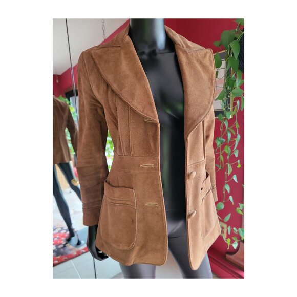 Vintage Brown Suede Corset Style Blazer - Picture 2 of 5